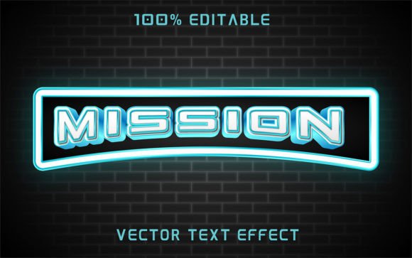 Mission Text Effect Vector Design: Bold 3D Impact