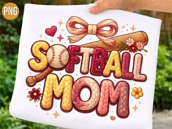 Softball Mom Knitted Font Bat Game PNG: A Creative Asset